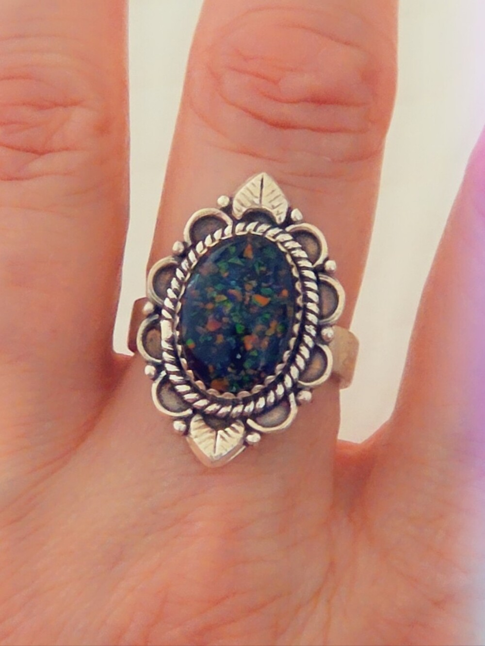 Galaxy Opal Sterling Gemstone Ring